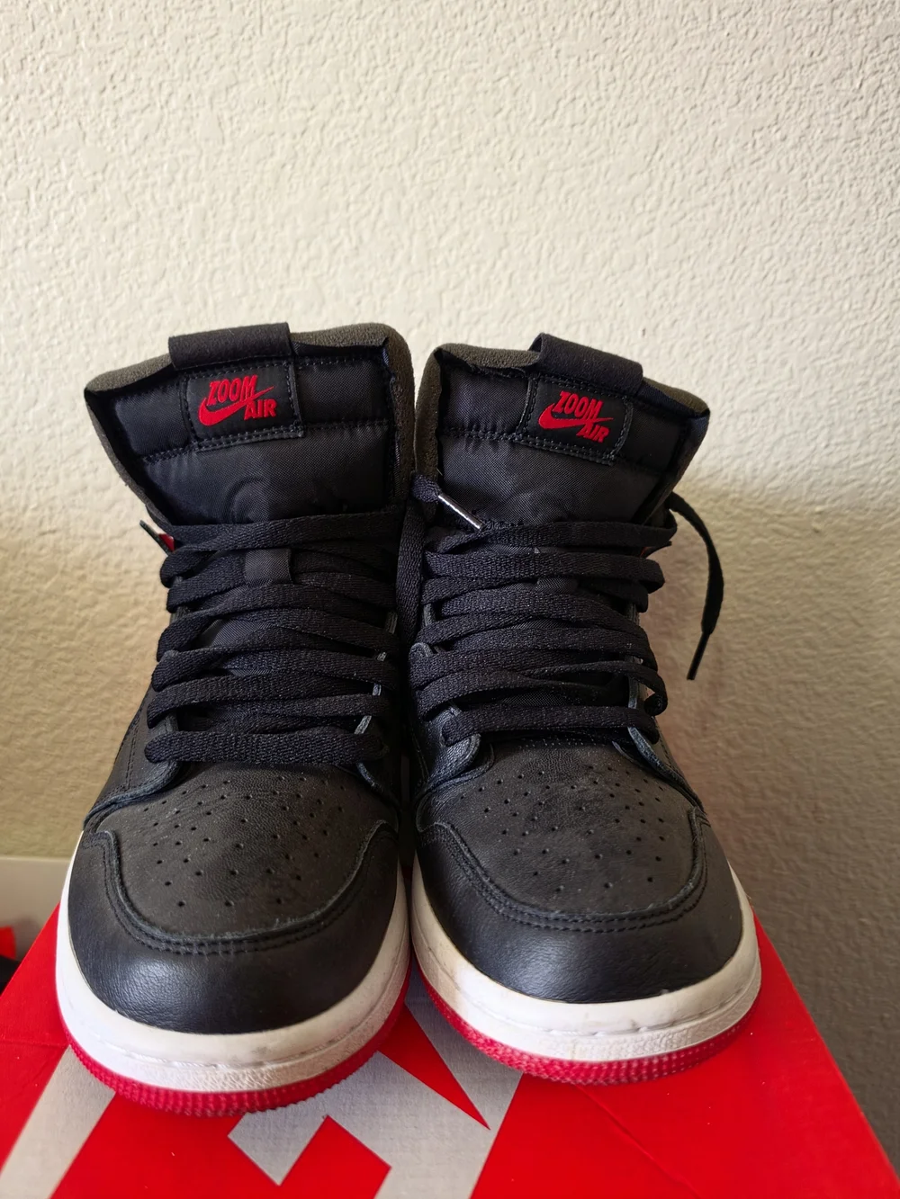 Jordan Black and Red High-Top Sneakers